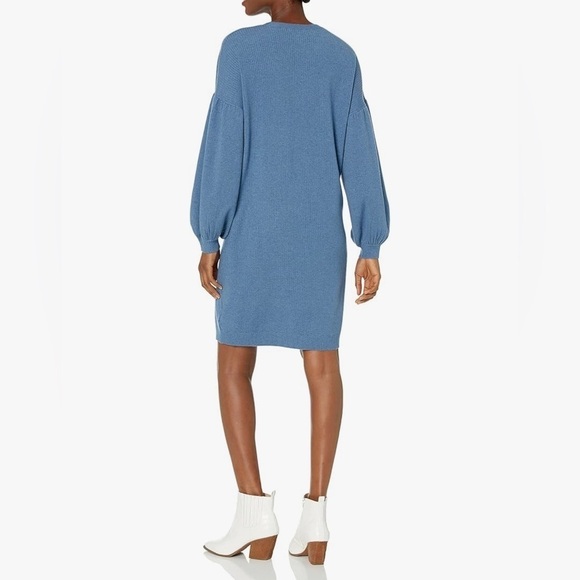 NWT THE DROP Aiko Puff Sleeve Sweater Dress Blue Sapphire Size Small - Picture 3 of 16